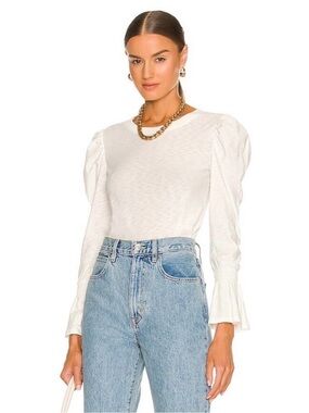 Nation LTD Penny Puff Bell Sleeve Long Sleeve Tee Pima Off White Size Medium
